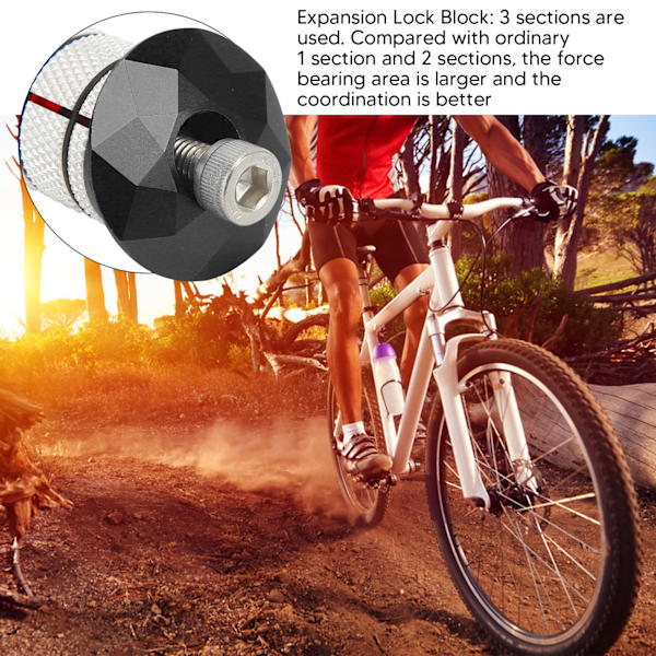 Cykelstyre Expander Stam Topplock Aluminiumlegering Kompressionsplugg Stjärnmutter Mountain Road Bike Expansion Cykelfrontgaffel Styr Svart
