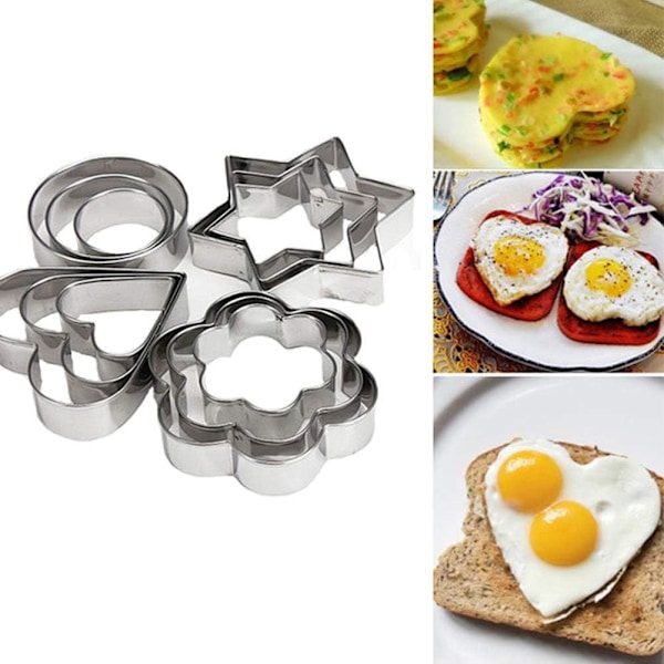 Kakformar i Metall Set för Bakning, Rostbeständigt Rostfritt Stål Non-Stick Kakformar med Lättgreppskanter för Kök DIY Kex