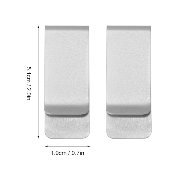 2 st metallpengaclips i rostfritt stål, specialformade miniplånbok, kreditkortshållare för män (silver)