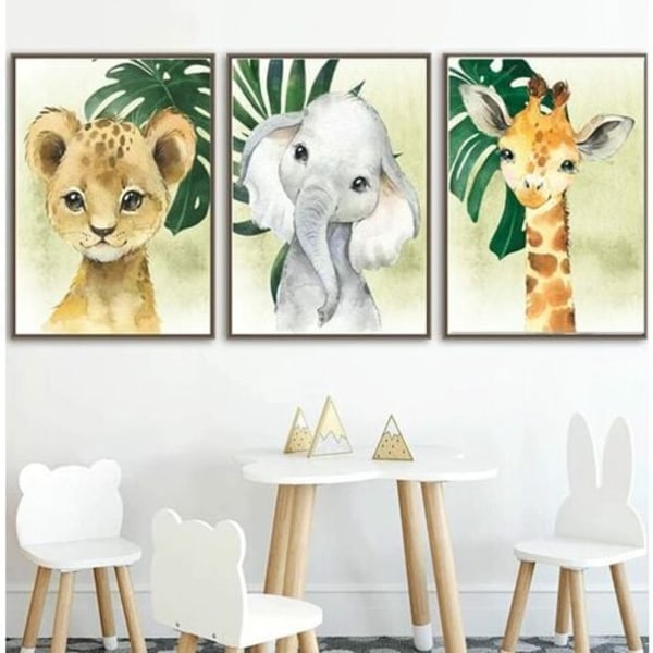 Canvas Wall Art - Coola djurtryck inramade väggdekor