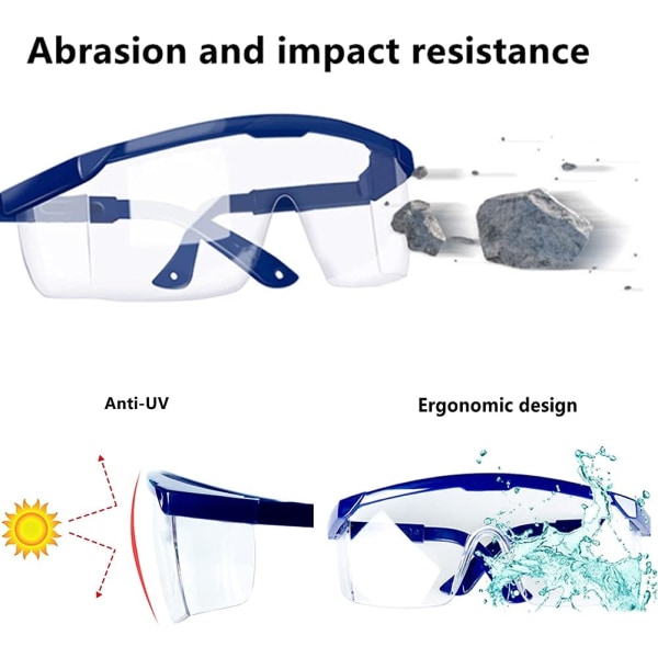 Genomskinliga skyddsglasögon Anti-dim Skyddsglasögon Överskyddande glasögon för arbetsplatser, genomskinliga Bekväm att bära