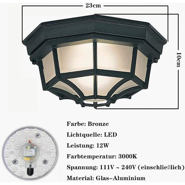 12W LED-utomhusplafond med rörelsesensor