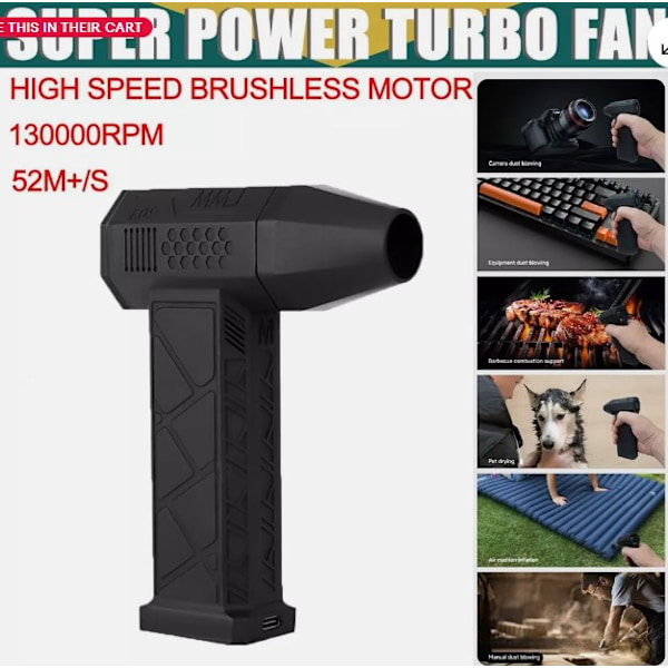 130 000 RPM Turbo Fläkt Jet Fan Violent Turbofan Borstlös Motor USB Laddningsbar