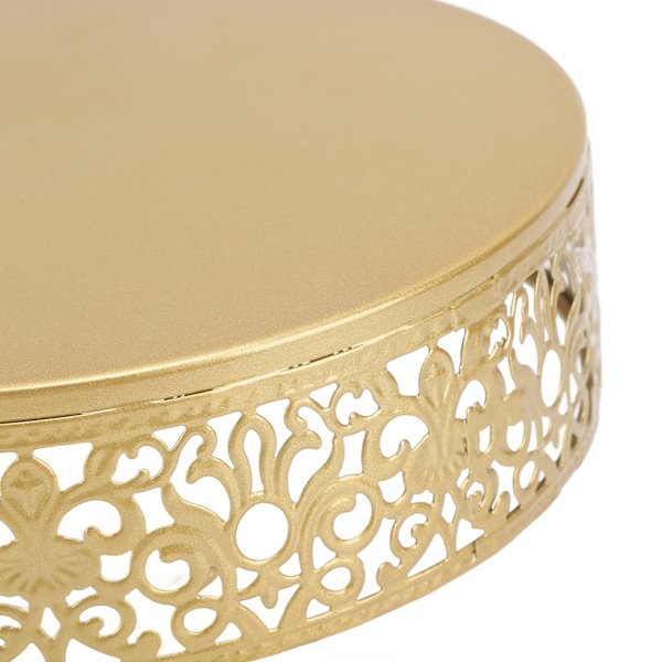 Dessertställ Golden Cake Holder Spetsdesign Enkel montering Rund Treat Display för fest S