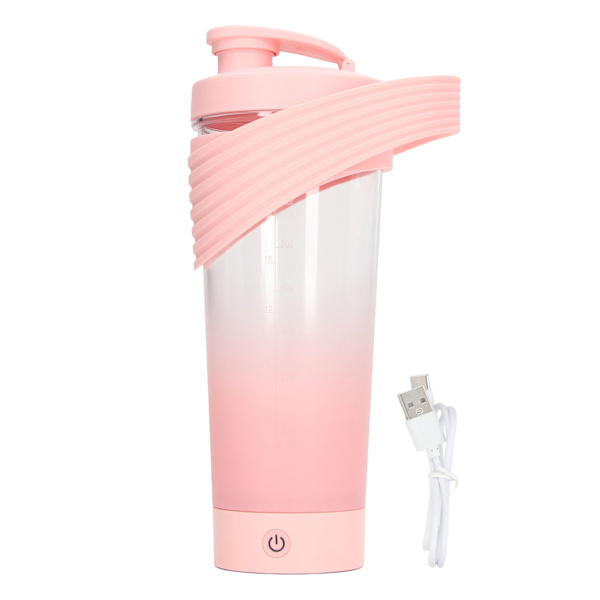 Shakerflaska USB Uppladdningsbar Kraftfull Silikon för Protein Kaffe Mjölkshakes 800ML Rosa