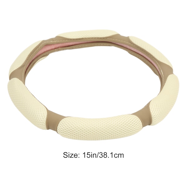 15 tum Rund Rattöverdrag Konstläder Andningsbart Is Silke Halkskyddande Universal för 37‑38cm Rattar Khaki
