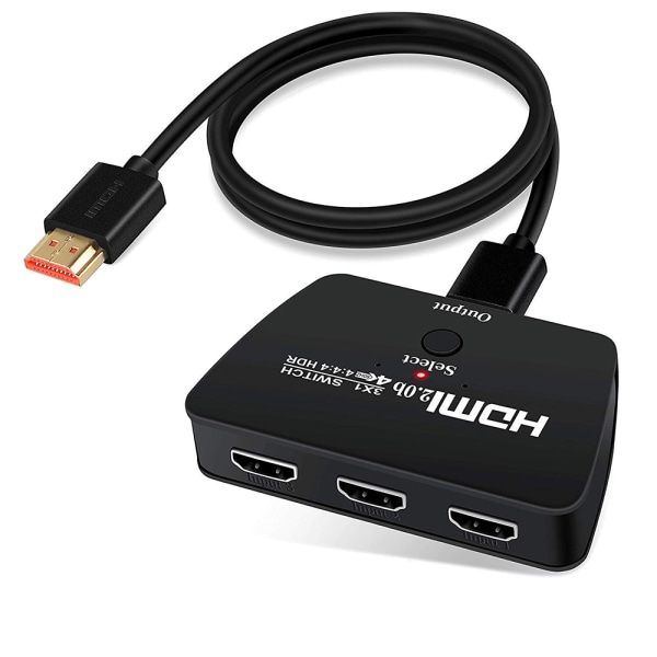 HDMI Switch, 4K@60HZ HDMI Switch 3 in 1 Out 【med 1,2M HDMI-kabel】 HDMI Switch 4K Stöder 4K@60HZ, 3D, HDCP2.2, HDR10, HDMI Switch för HDTV,