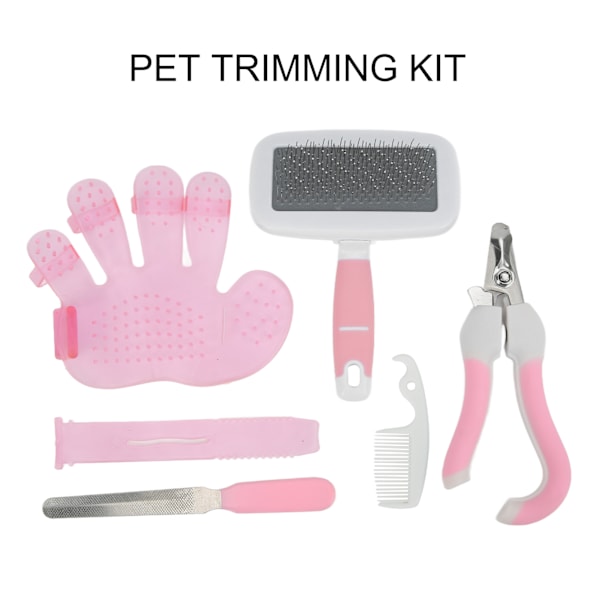 Husdjursskötsel Kit Hundkam Katt Nagelsax Husdjursrengöringstillbehör Husdjursskötsel Frisyr Trim KitL Rosa