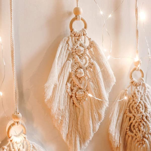 Boho Chic Vægtæppe, Macrame Kunstværk, Tilføjer Et Finurligt Præg Til Dit Opholdsrum