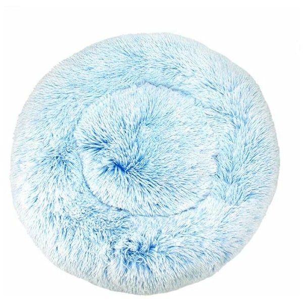Vattentålig Bädd med Bas för Husdjur, Lämplig för Både Hundar och Katter, Lugnande Donut-bädd för Husdjur med Mjukt och Varmt Sammet- och Bomullsmaterial, 40 cm Storlek, Blå