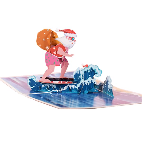 Vikbara kort 3D Julkort med kuvert Julgran Jultomte