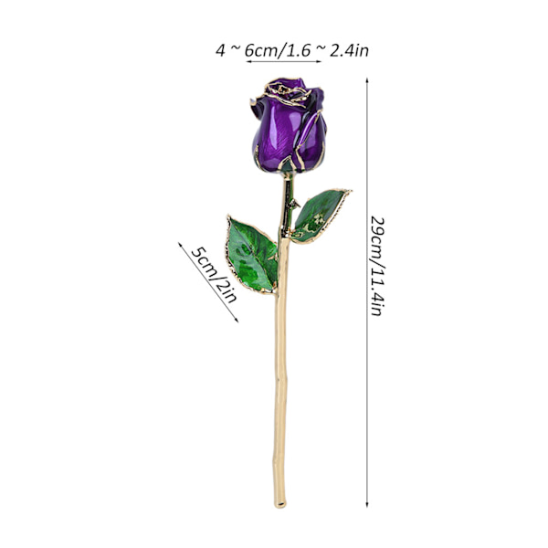 24K Guldpläterad Rosblomma för Födelsedag Alla Hjärtans Dag Dekorationer Prydnader med Bas