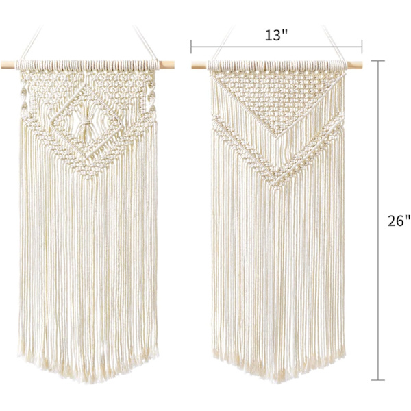 2 st Macrame väggbonad liten vävd gobeläng väggkonstdekor - Vacker för Boho heminredning, lägenhet, barnkammare, festdekorationer