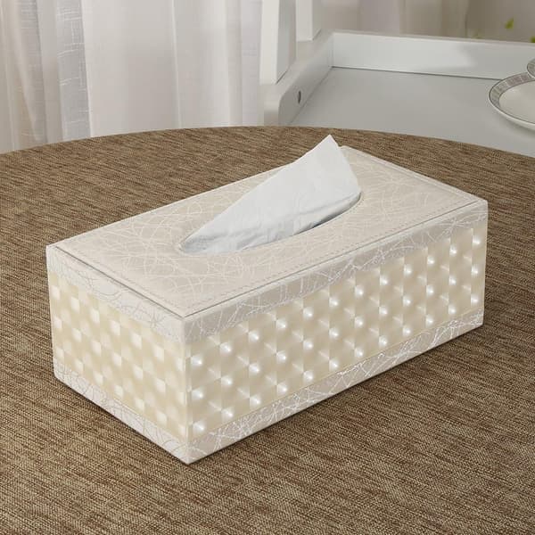 KingFom Modern beige läder servettlåda