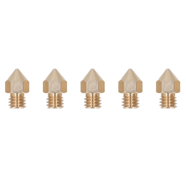 5 st 3D-skrivarmunstycke M6 Hög Värmeledningsförmåga Mässing Hot End Munstycke för CR10 1.75mm Filament 0.4mm
