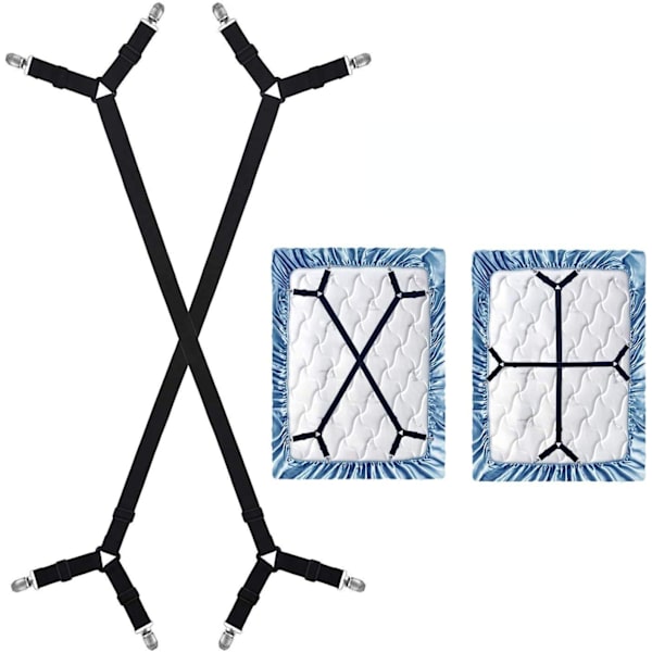 2 st Grip Buckle Lakan Fästklämma 4 Klämmor Svart 2-pack