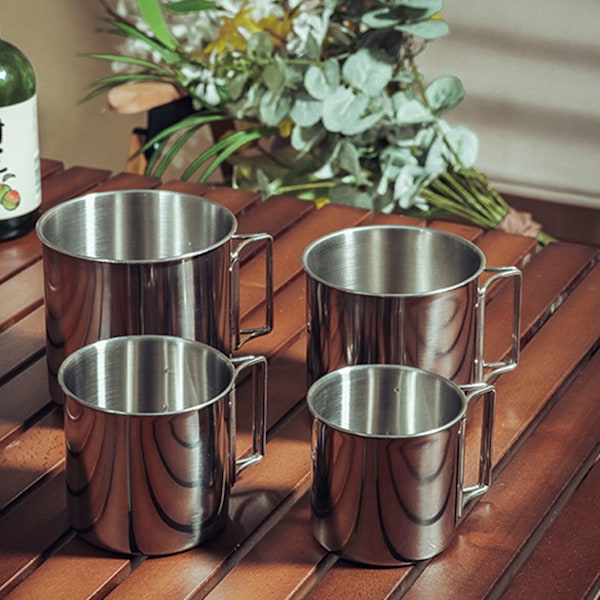 4 st rostfria campingmuggar med fällbart handtag, hopfällbara utomhus campingmuggar för vandring och backpacking