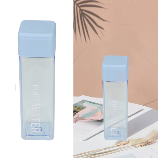 500 ml 17 oz Vattenflaska Transparent Bärbar Brev Tryckt Dricka Vattenflaska med handledsrep Blå