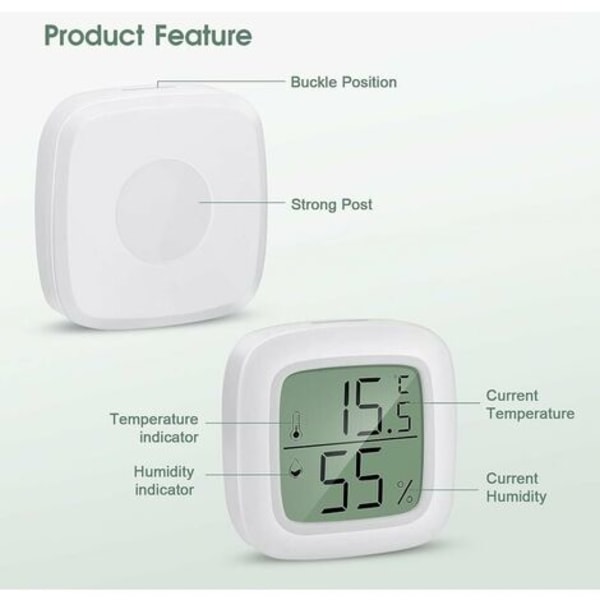 Inomhustermometer, Hemtermometer 3 Delar Mini LCD Portabel Inomhustermometer Hygrometer -20 ℃ 60 ℃, 10% 99% RH Lämplig för Barn