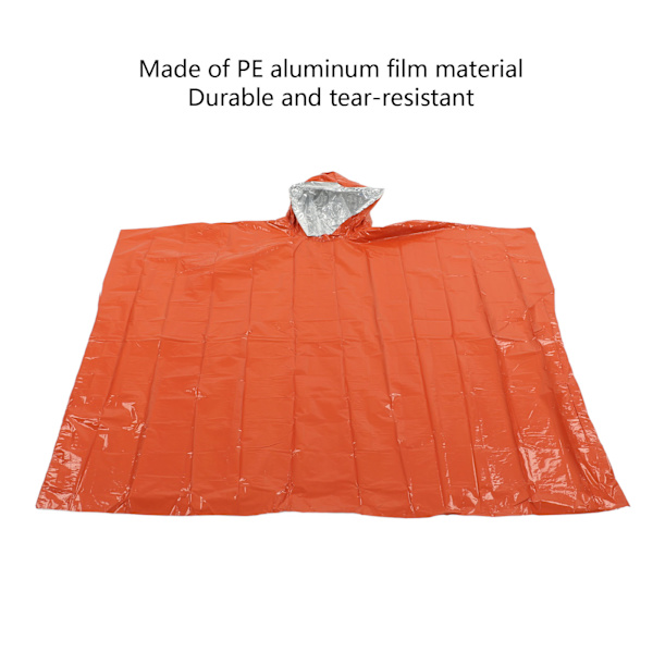 Nödponcho återanvändbar orange nödponcho vattentät isolering poncho filt för utomhusöverlevnad camping 100x127cm