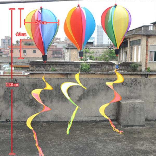Rainbow luftballong vindstrimmor ljusa roterande färgglada