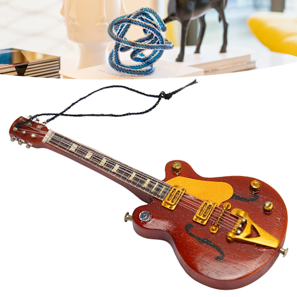 Miniatyr elektrisk gitarrmodell innovativ simulering handgjord trägitarr dekoration för presenter samling 14