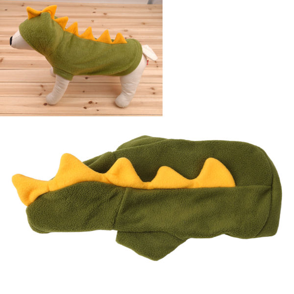 Hund dinosaurie kostym söt rolig varm plysch huva katt dinosaurie kläder för hundar valpar katter kattungar S