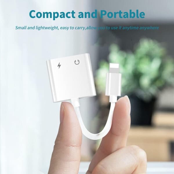 4 i 1 Hovedtelefonadapter til iPhone, [Apple Mfi Certificeret] Dobbelt L