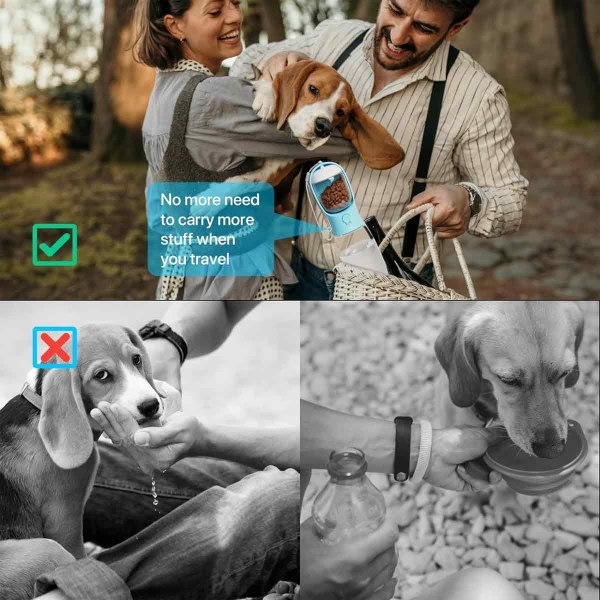 Bärbar vattenkopp för husdjur, hundars medföljande vattenkopp, gå ut för att promenera hunden för att mata vatten utomhus bärbar vattenflaska för katt att dricka vattenkopp