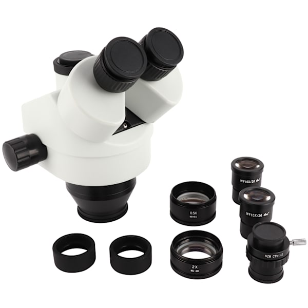 7X-45X Trinokulärt Mikroskoplins Objektivset Stereomikroskop Tillbehör Vit (Med 0.5X+2.0X Objektiv)