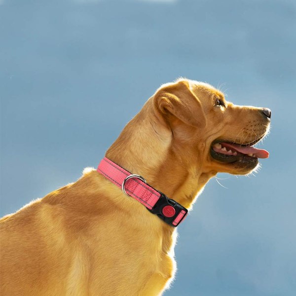 Hög Synlighet Reflexhalsband för Hund, Snabbspänne För Enkel Hantering, Andningsbar Neoprenvaddering, Justerbar Passform För Stora Hundar, Rosa