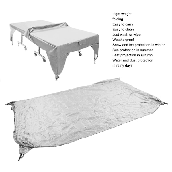 Pingisbordsöverdrag Utomhus Vattentät Dammtät Silverbeläggning Bordtennisöverdrag för Gård Terrass Grå