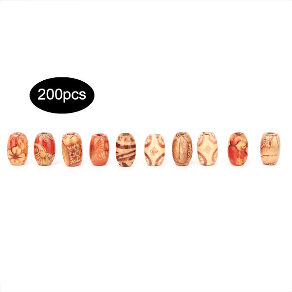 200 st ovala träpärlor vackra målade pärlor material tillbehör för DIY-hantverk 12x8mm