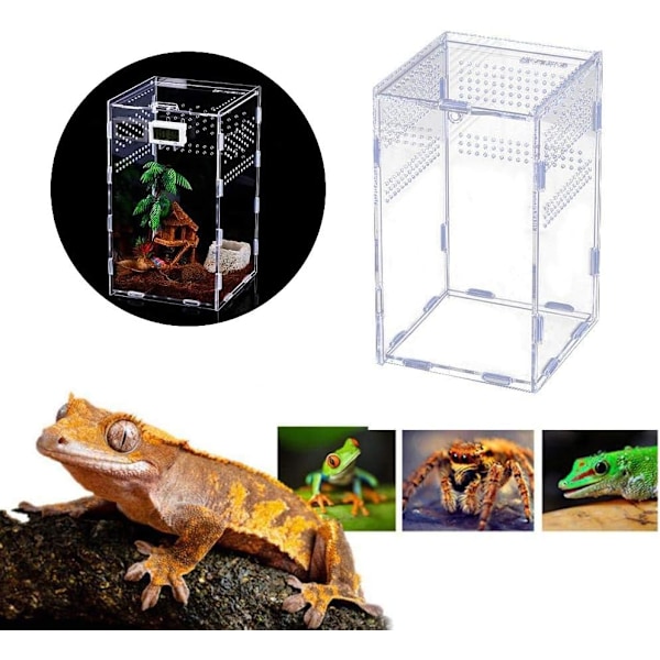 Akryl Reptilhabitat, Mikrohabitat med Premiummaterial för Klar Observation (Horisontell eller Vertikal Stil)