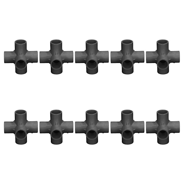 10 st 6-vägs rörkopplingar PVC-plast rörhörnkoppling 20 mm innerdiameter svart