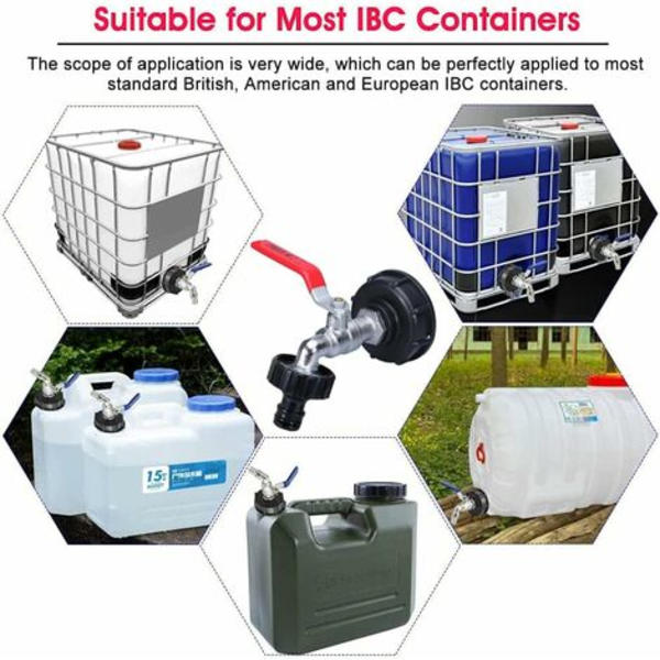 1000l Vattentankadapter 1000l IBC Tank Kran 3/4 Trådanslutning Regnvattensamlare Kranutlopp Kranventilanslutning Trädgårdsslanganslutningar
