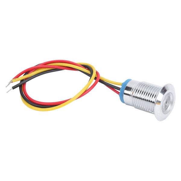 4 Set Förtrådade Runda LED-lampor Vattentäta 2-färgsljus Gemensam Anod 12mm 3-6V (Röd och Gul)
