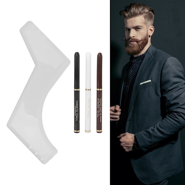4 st Mäns Skägg Styling Penna Kit Guide Mall Vattentät Långvarig Skägg Fyllning Penna