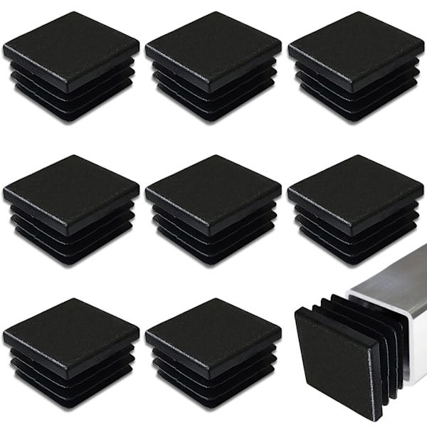 Lamellproppar 40x40 MM, 8 st lamellproppar för fyrkantiga rör, fyrkantiga ändkåpor av PP-plast, rörproppar för att täcka stålrör, stolar,