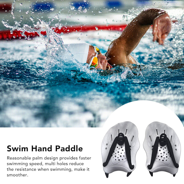 Hand Paddle Robust Anti Slip Simträning Paddlar Simning Assistent Hand Fenor för Tonåringar Nybörjare Silvergrå