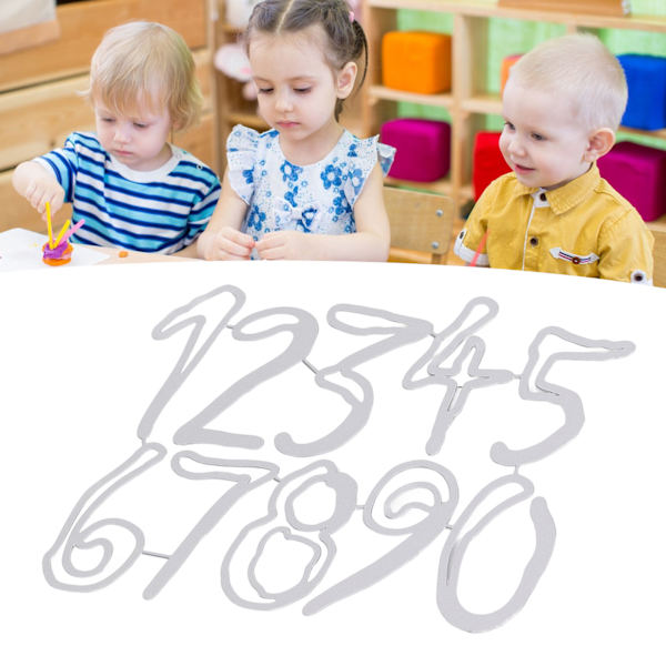 Nummer Skärverktyg DIY Nummer 0-9 Metall Skärverktyg Stenciler Präglingsmall för Scrapbooking Album Hantverksmaterial