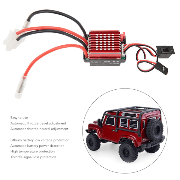 RC 60A borstad ESC 6V 2A elektronisk hastighetsregulator för Traxxas för HSP för Redcat 1/10 RC-bilar