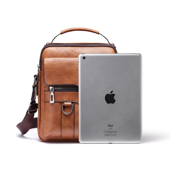 Axelväska PU läder herr axelväska sidväska crossbody vintage axelväska mobiltelefonväska budväska axelväska herr väska, brun
