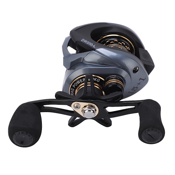 Baitcasting Rulle Fiske Rulle Hjul 7.2:1 Förhållande 18+1BB med Mikrotrådskopp Dubbla Bromssystem för Alla Vatten (Vänsterhänt)