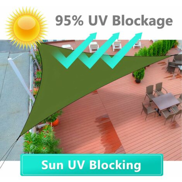 Triangulär Vattentät Markis 3x3x3M Andningsbar Solskydd Vindtät UV-skydd Markis för Trädgård Uteplats Balkong Utomhus (Grön)