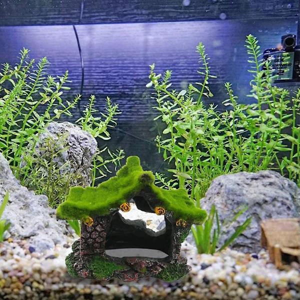 Akvarium Dekoration Hus Resin Hollow Hideout Hus, grotta prydnad