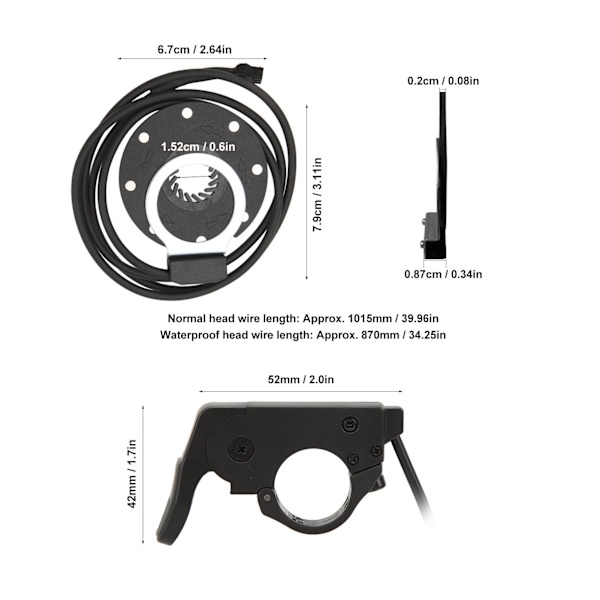 36V 48V 250W Elektrisk Cykel Konverteringskit Motor Controller Tumgas PAS Pedal Assist Sensor Display Meter