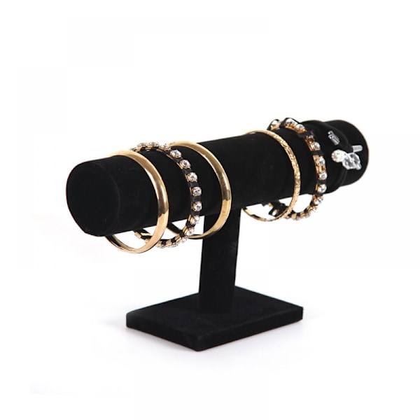 T-Bar Ställ för Smyckesorganisatör, Rektangulär Bas Armbandshållare, Sammet Material för Halsband Armband Display, Träkonstruktion Säkerställer