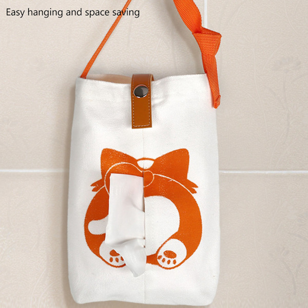 Hängande papperspåse Multipurpose Cartoon Tjockad Canvas Bärbar Fällbar Hängande Pappershållare för Bilvägg