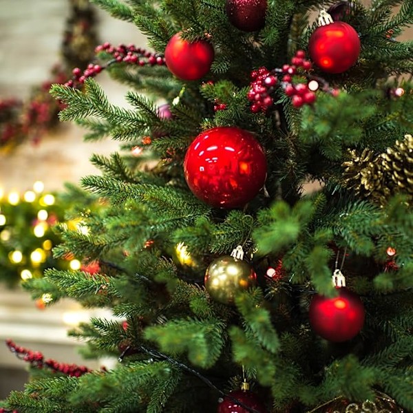 Julgranskulor, Förtrådade Julgransdekorationer, Hängande Julkulor - 3 Stilar Okrossbara Julgransprydnader i Plast, Set om 24 st